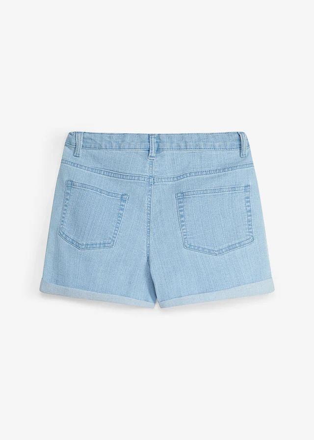 Jeansshort met biologisch katoen, mid waist, Kleur: lichtblauw denim