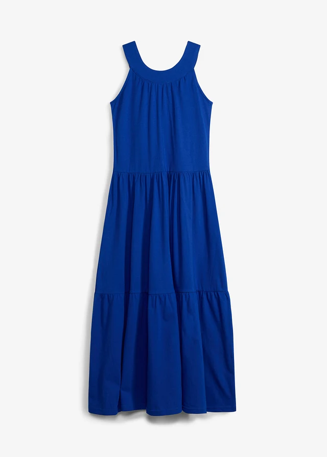 Robe longue en jersey 100% coton, Couleur: bleu cobalt