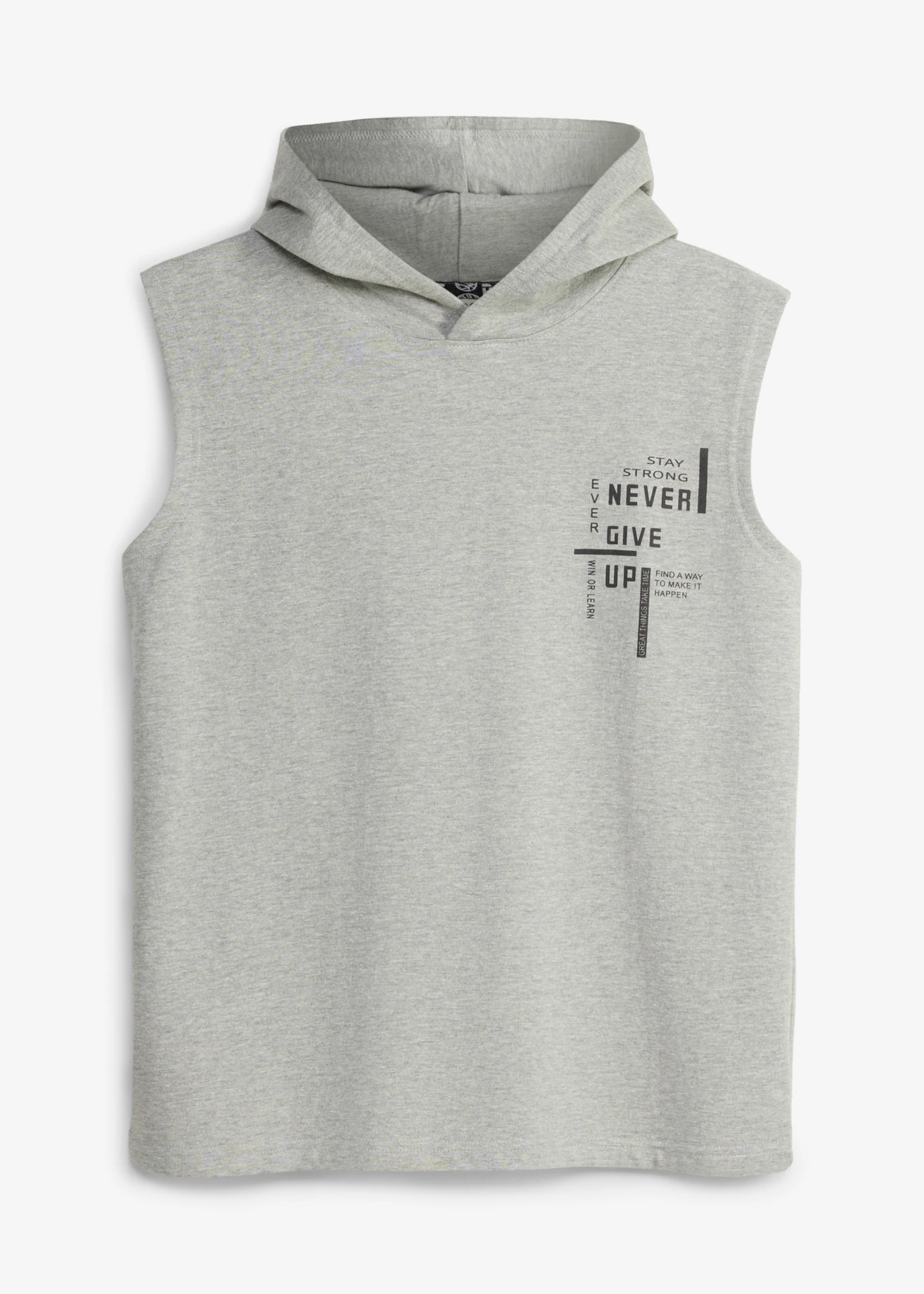 Mikina s kapucňou, bez rukávov, bio bavlna, Loose Fit • svetlosivá melírovaná • obchod bonprix