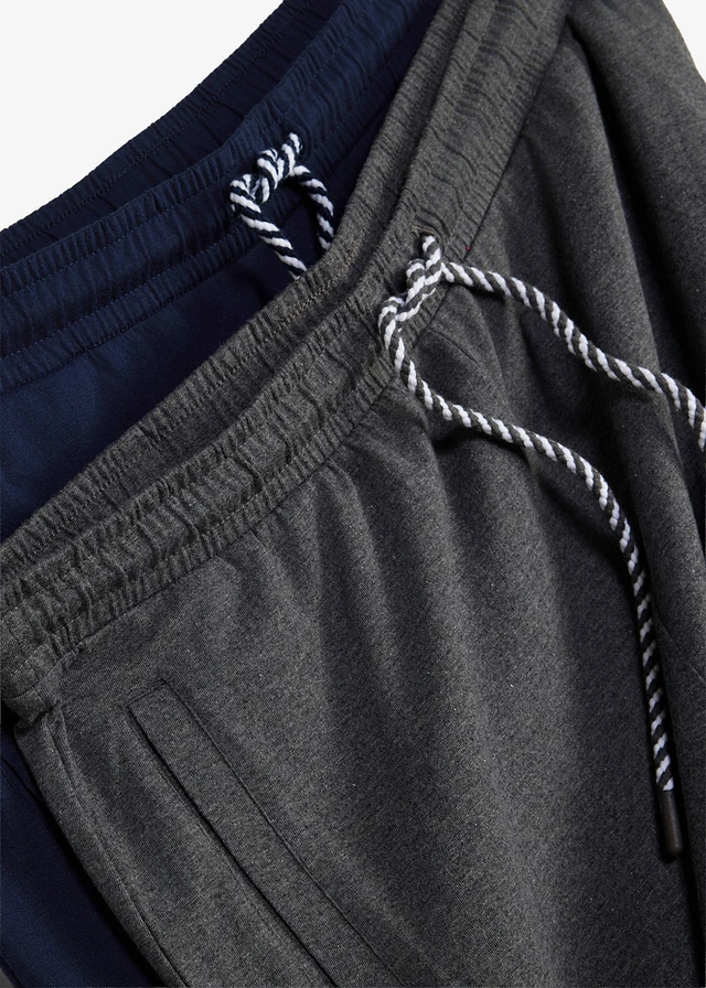 Bermude lungi de jerse din bumbac organic 100% (set/2 buc.) • bleumarin+gri melanj • magazin bonprix