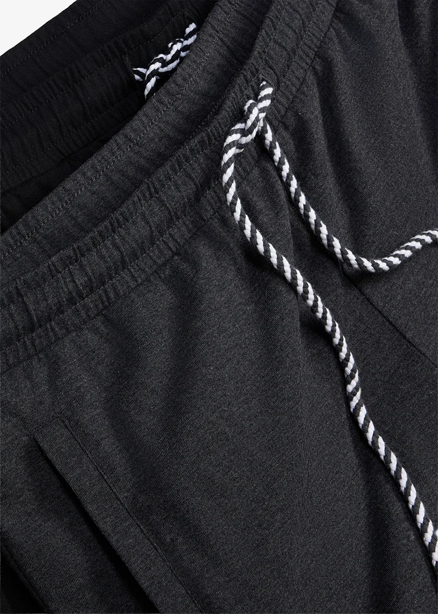 Bermude lungi de jerse din bumbac organic 100% (set/2 buc.), culoare: negru+gri-antracit melanj