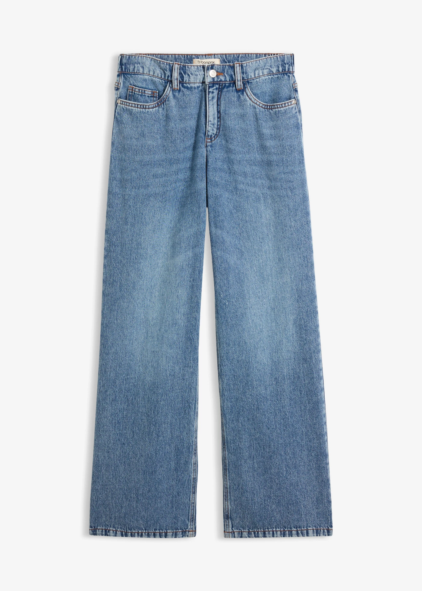 Džínsy, Wide-Leg, stredná výška pásu • stredne modrá denim used • obchod bonprix