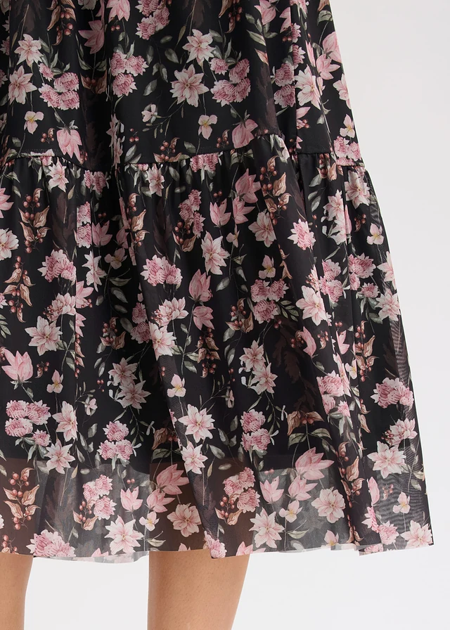 Robe midi en mesh • noir floral • Boutique bonprix