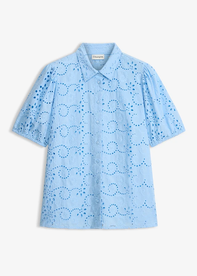 Chemisier en broderie anglaise, 100% coton • bleu clair • product-page.page-title-suffix