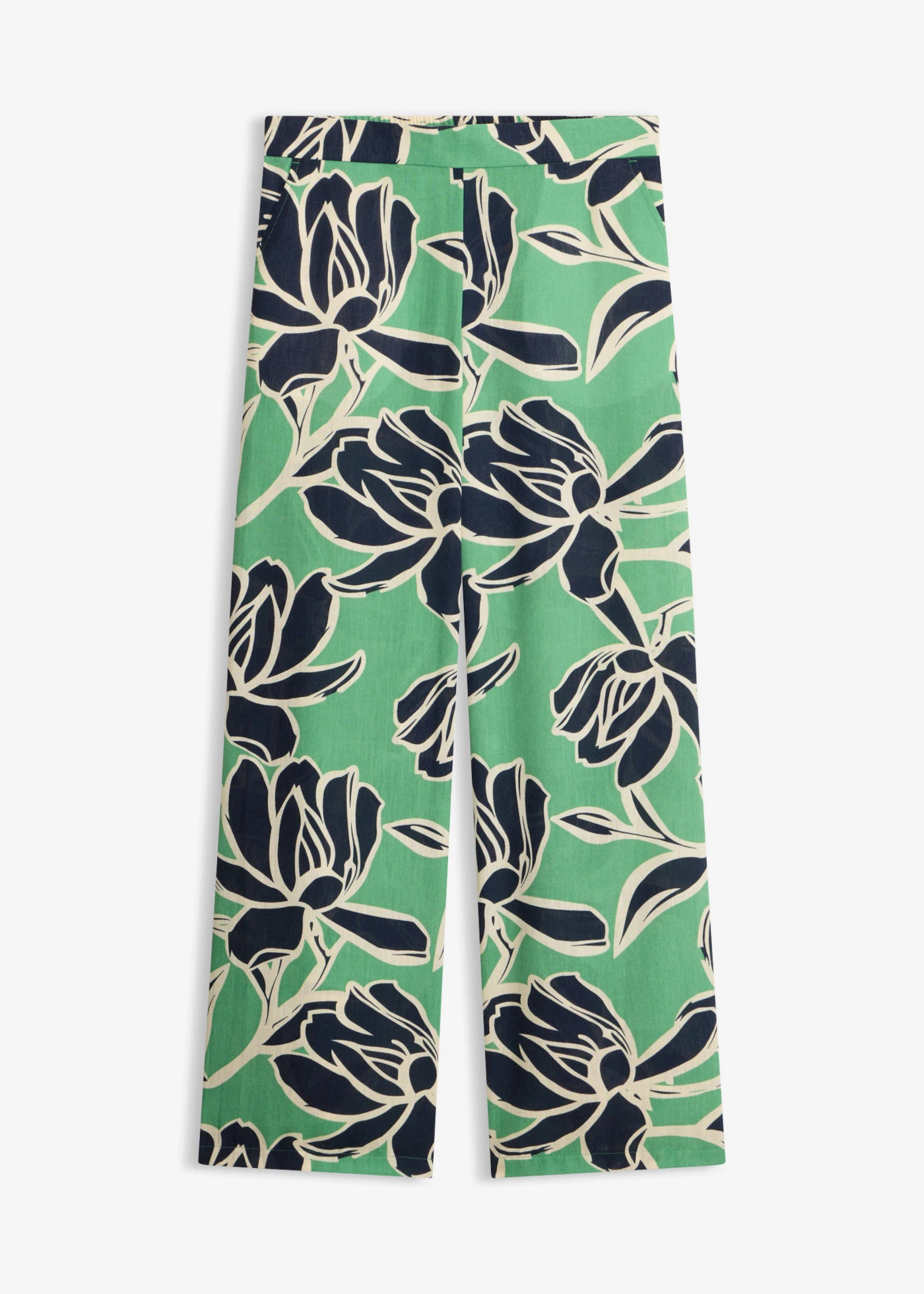 Pantalon palazzo, aspect lin • vert opale-bleu foncé-beige floral • product-page.page-title-suffix