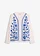 Blouse brodée 100% coton, Couleur: blanc/bleu floral