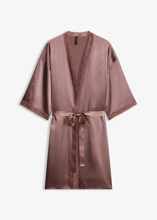 Saténové kimono • hnědošedá • bonprix obchod