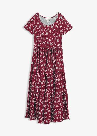 Rochie din bumbac 100%, culoare: bordo cu floricele