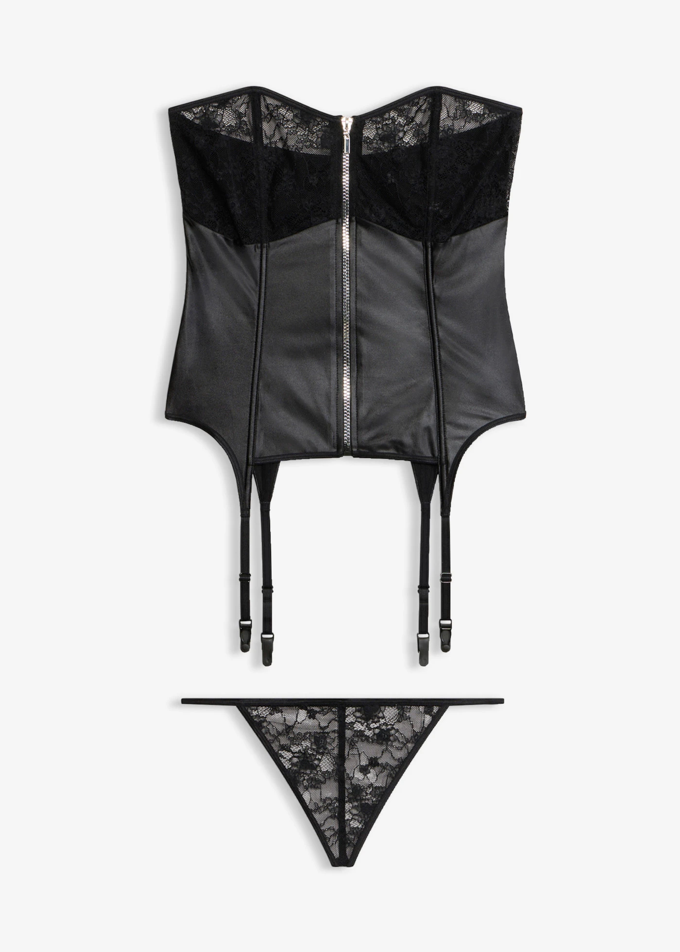 Bustier met jarretels en string (2-dlg. set) • zwart • product-page.page-title-suffix