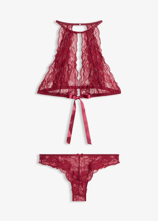 Biustonosz bustier + figi ouvert (2 części) • magenta • sklep bonprix