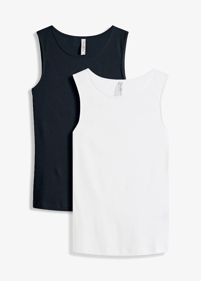 Lot de 2 tops côtelés 100% coton