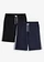 Bermude casual cu model Loose Fit (set/ 2 buc.), culoare: negru+bleumarin+alb