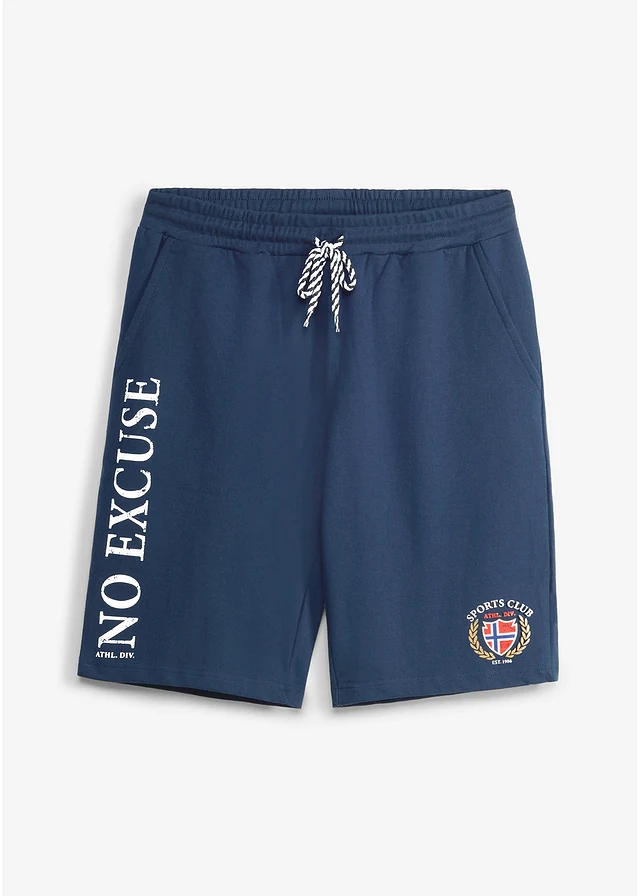 Pantaloni casual scurți din bumbac organic 100% • bleumarin cu imprimeu • magazin bonprix