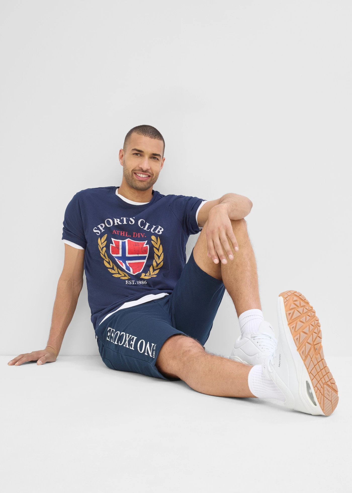 Short sweat 100% coton • bleu foncé imprimé • product-page.page-title-suffix