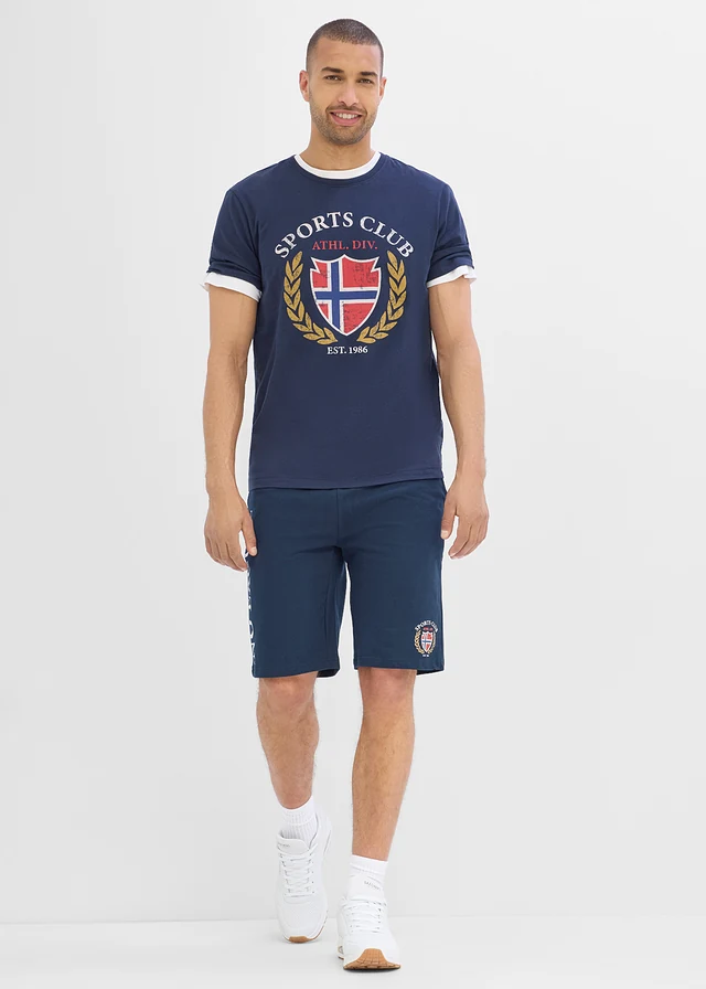 T-shirt 100% coton, Couleur: bleu foncé imprimé