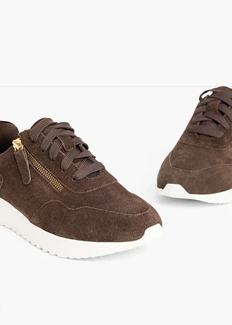 Sneakersy ze skóry welurowej, kolor: ciemnobrązowy
