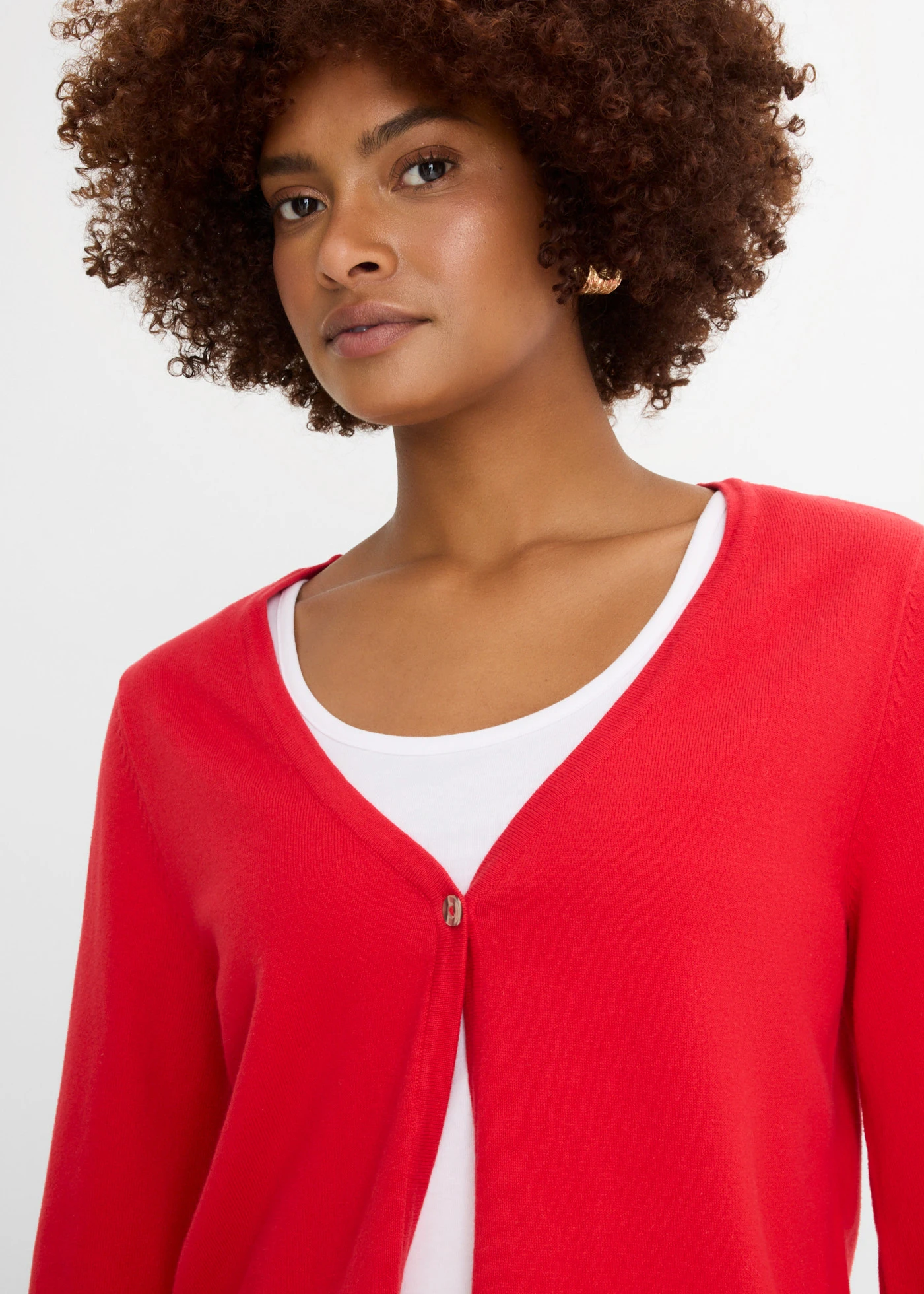 Fijn gebreid vest van katoenmix • salsarood • bonprix online shop