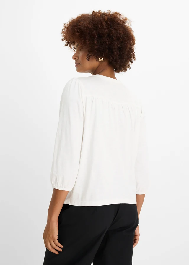 Shirtblouse van vlamgaren van puur biologisch katoen • wolwit • bonprix online shop