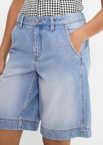 Bermudy ze średnim stanem, z lekkiego jeansu • jasnoniebieski denim "used" • sklep bonprix
