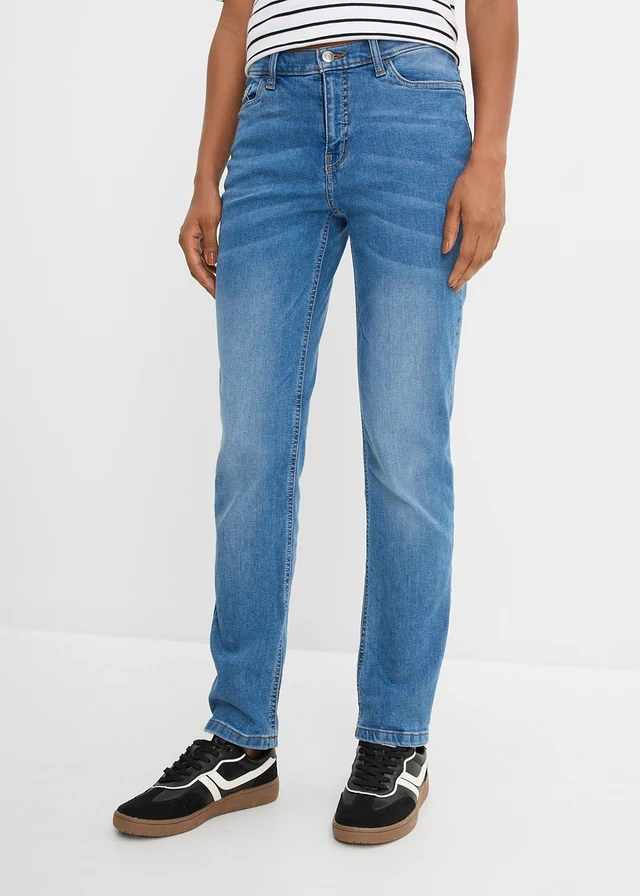 Straight stretch jeans, mid waist • blauw denim • product-page.page-title-suffix
