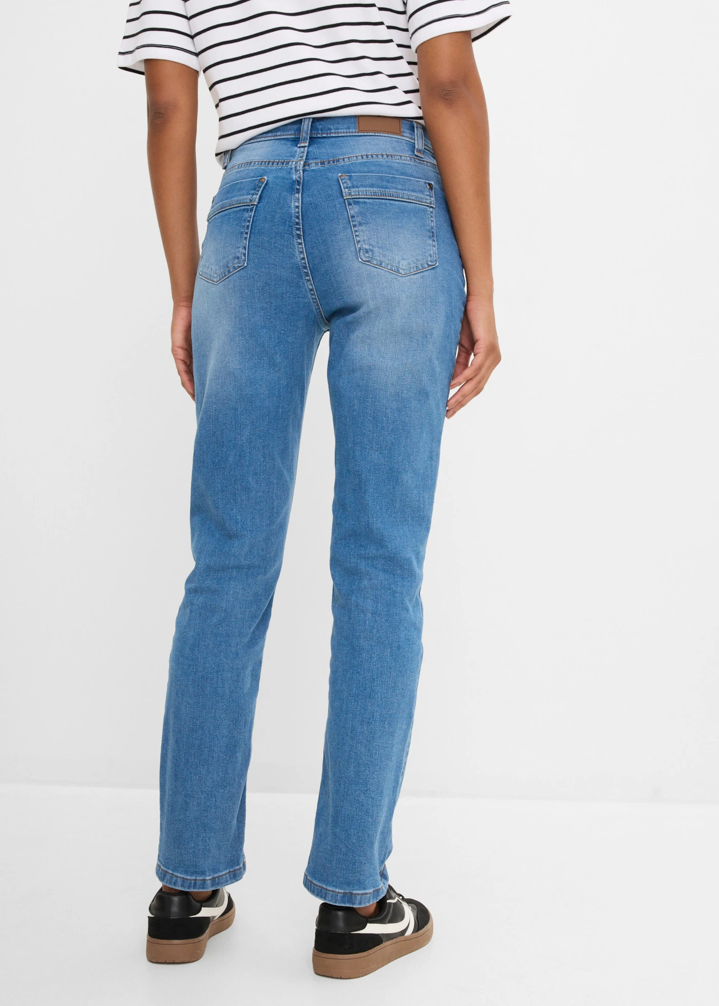 Straight stretch jeans, mid waist • blauw denim • product-page.page-title-suffix
