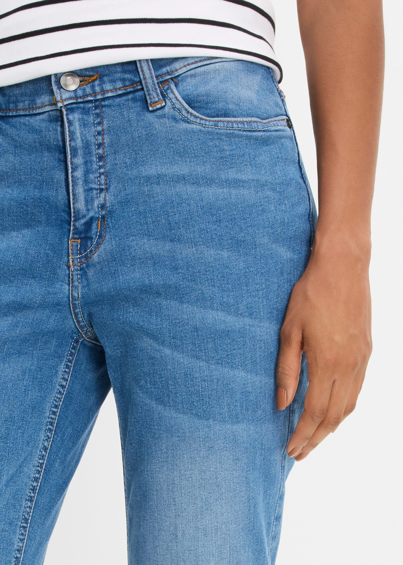 Straight stretch jeans, mid waist • blauw denim • product-page.page-title-suffix