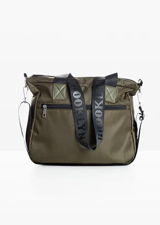 Torba sportowa z kontrastowymi detalami • oliwkowy • sklep bonprix