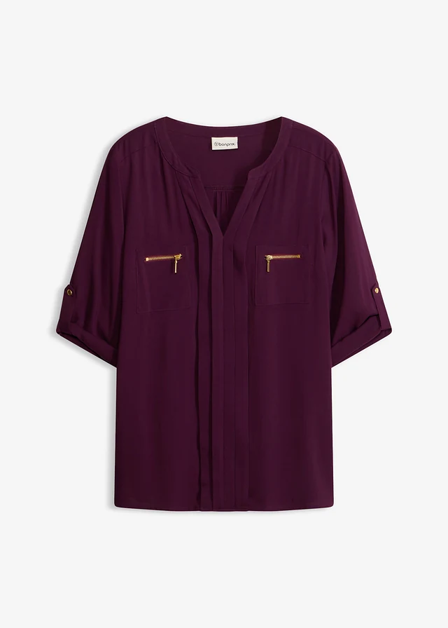 Blouse en viscose fluide, Couleur: sureau