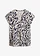 Blouse manches courtes en viscose fluide, Couleur: bleu foncé/beige galet floral