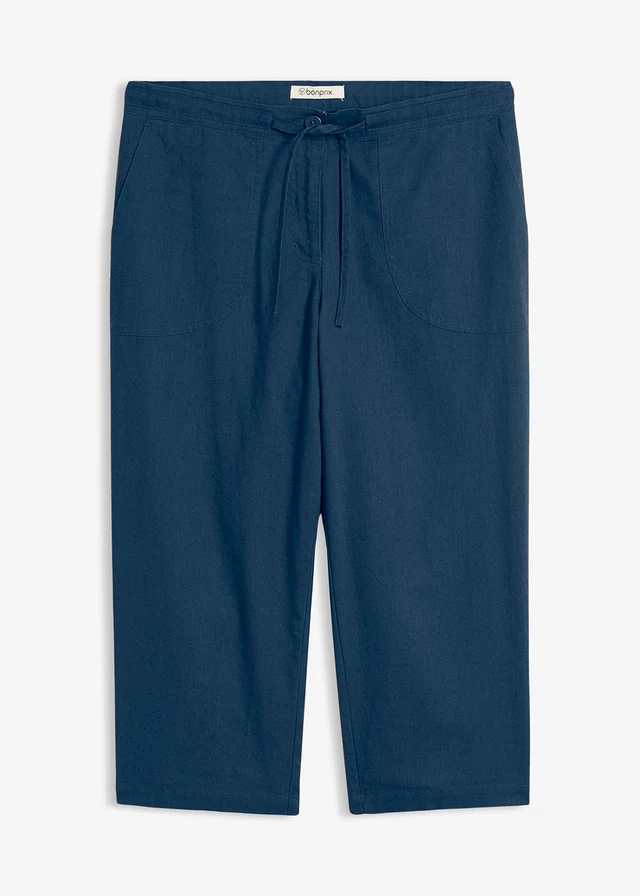 Linnen 3/4 broek, Kleur: diepblauw