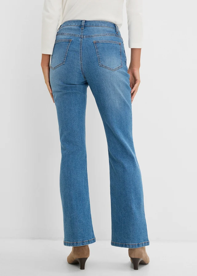 Mid waist bootcut jeans met borduursel, Kleur: middelblauw denim used