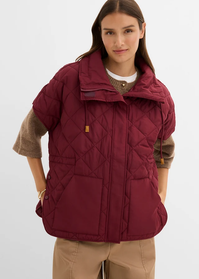 Veste sans manches matelassée oversize, déperlant, Couleur: rouge érable