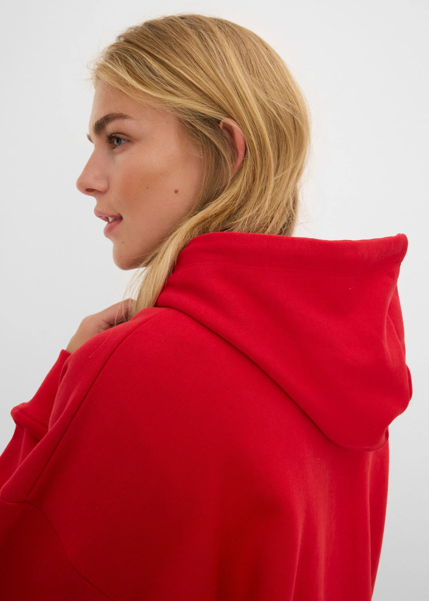 Oversized hoodie van puur katoen • salsarood-lichtsand met print • bonprix online shop