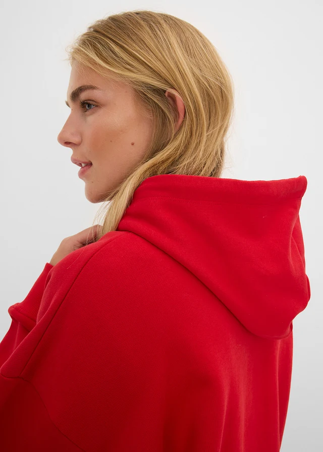 Oversized hoodie van puur katoen • salsarood-lichtsand met print • bonprix online shop