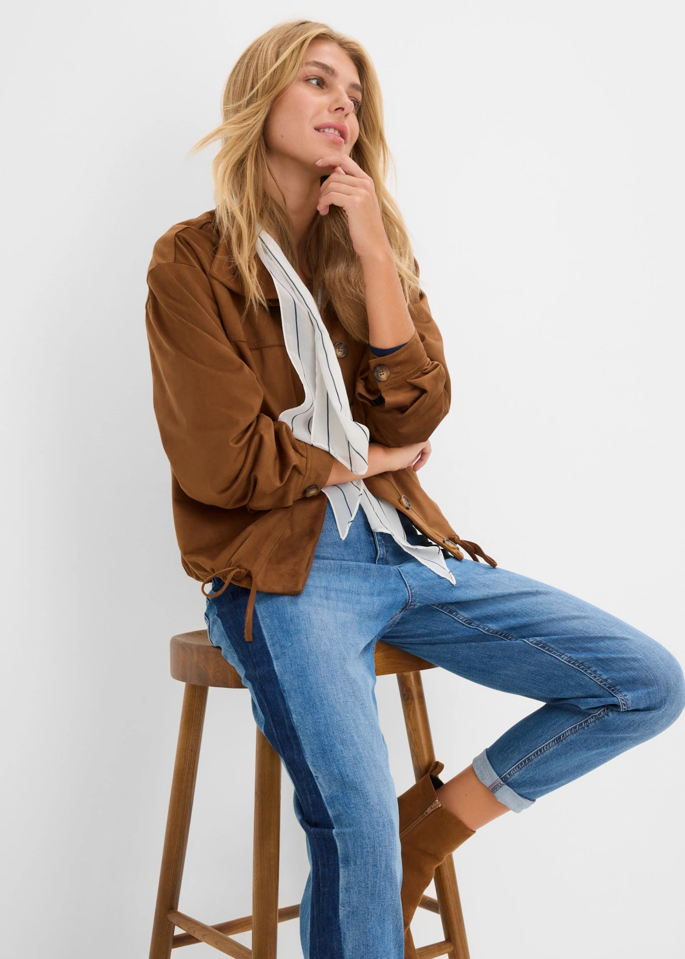 Bomber van imitatieleer • toffee • bonprix online shop