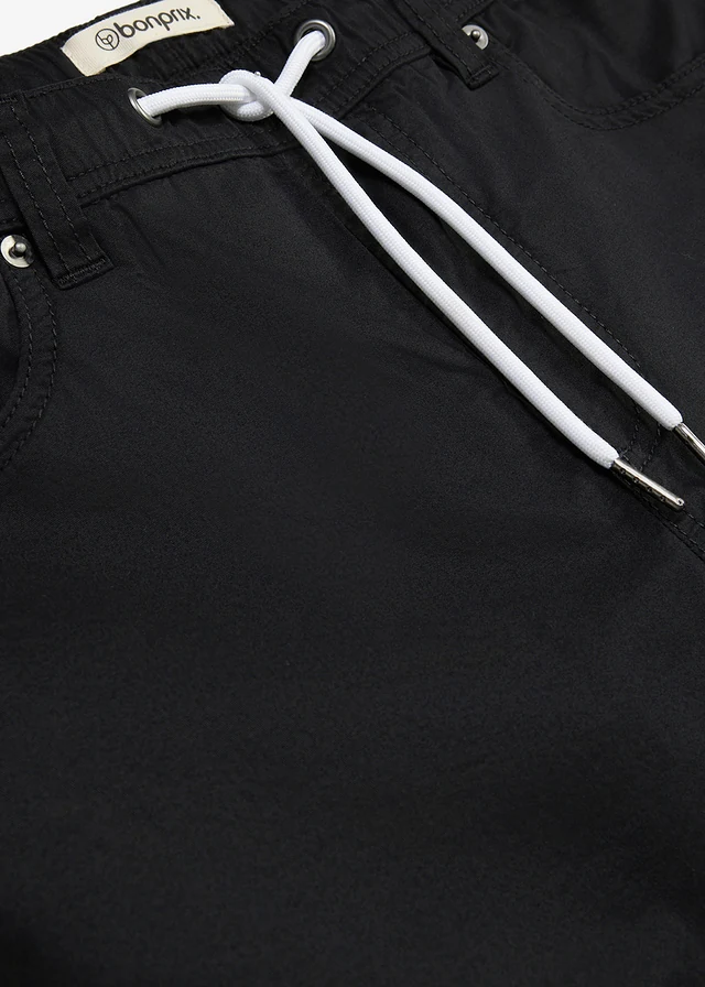Regular Fit belebújós sztreccsnadrág, Tapered • fekete/fehér • bonprix áruház