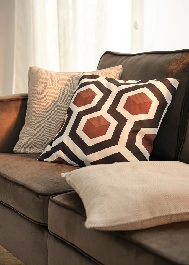 Kussenhoes met digitale print • wit-bruin-zwart • bonprix online shop