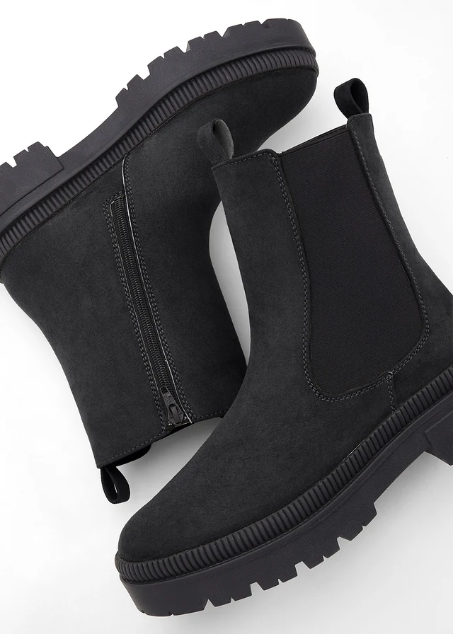 Chelsea boots met geprofileerde loopzool • zwart • bonprix online shop