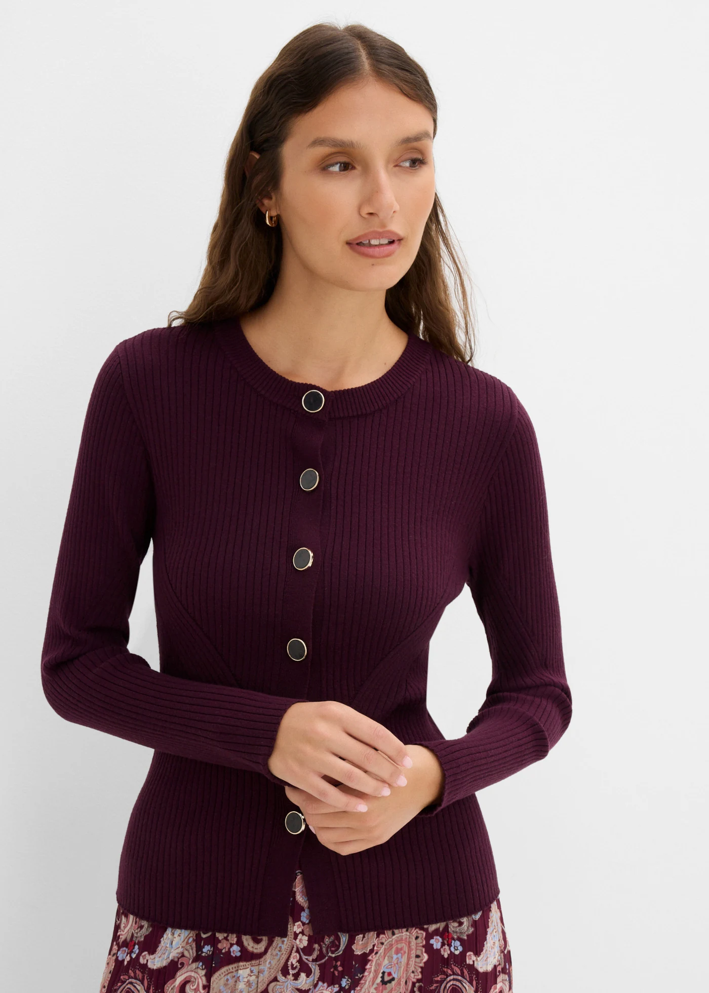 Gilet en fine maille • bordeaux • Boutique bonprix