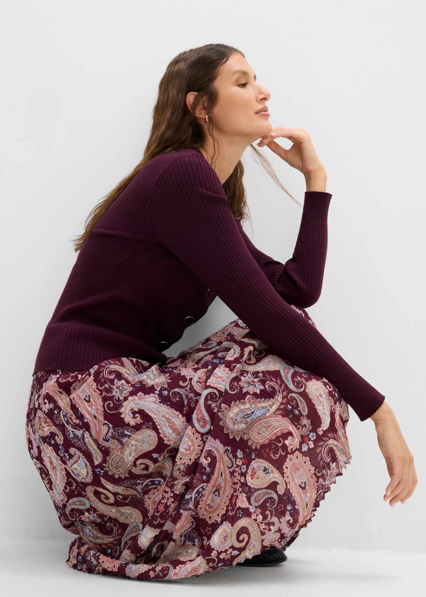 Gilet en fine maille • bordeaux • Boutique bonprix