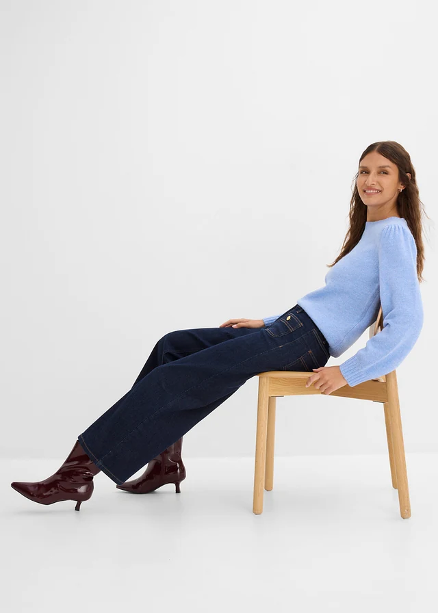 Wide leg jeans • diepblauw denim ongewassen • bonprix online shop