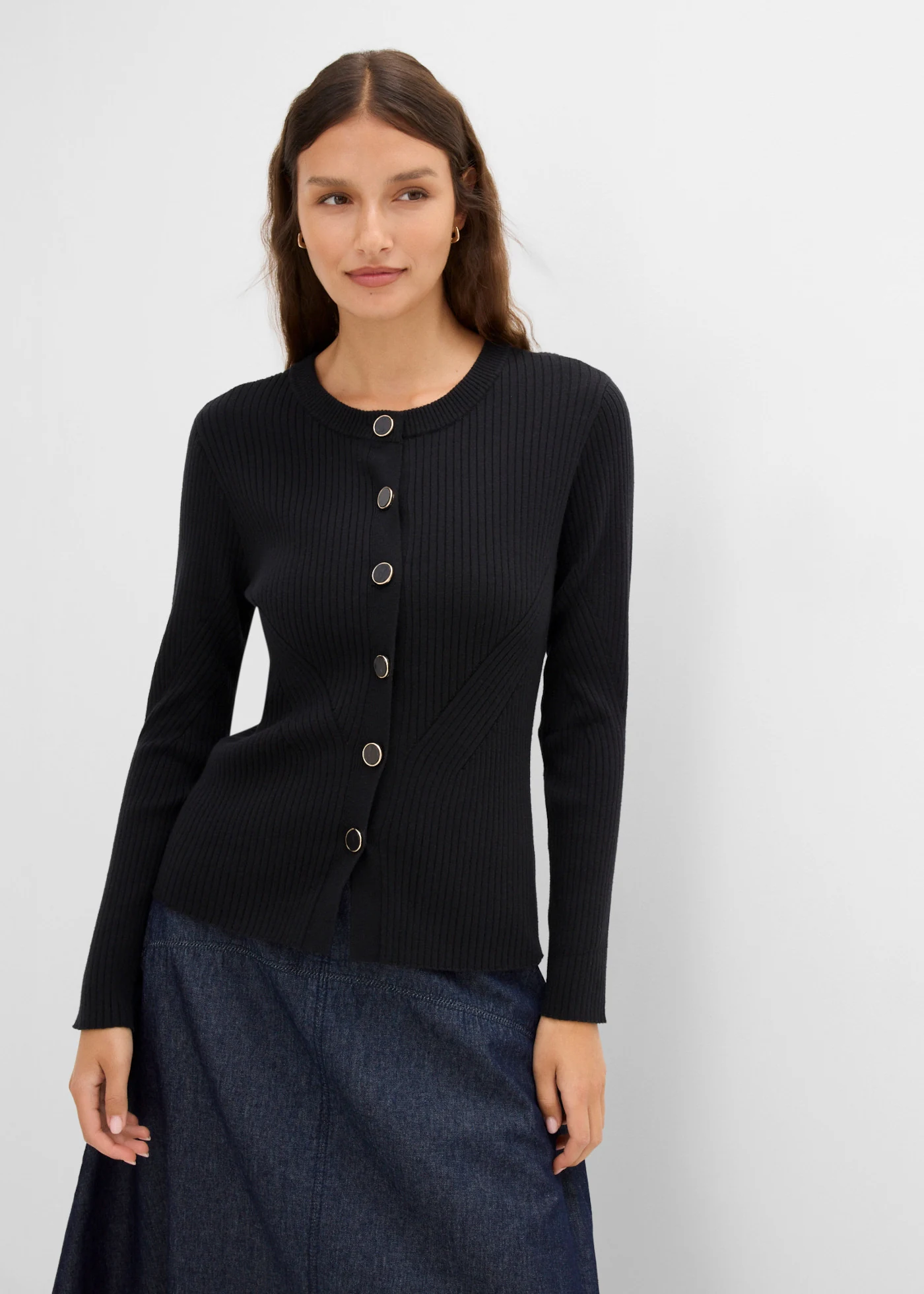Gilet en fine maille • noir • Boutique bonprix