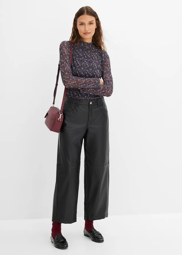 Longsleeve van fijne mesh, Kleur: zwart paisley