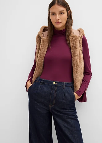 Jeansy wide leg, wysoki stan • granatowy denim unwashed • sklep bonprix