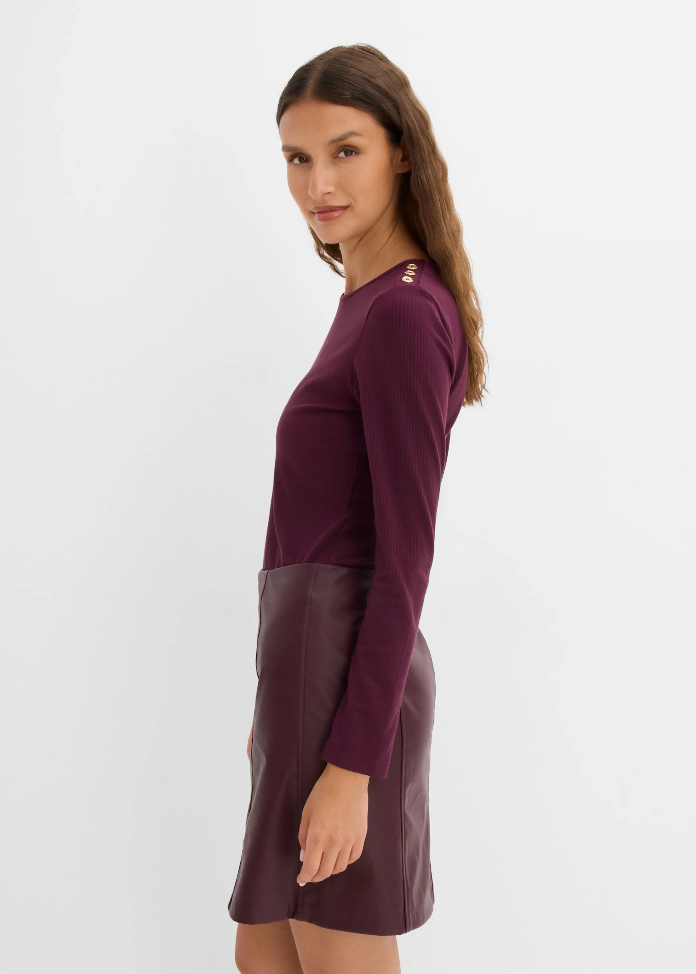 Longsleeve van een zachte viscosemix • wijnrood • bonprix online shop
