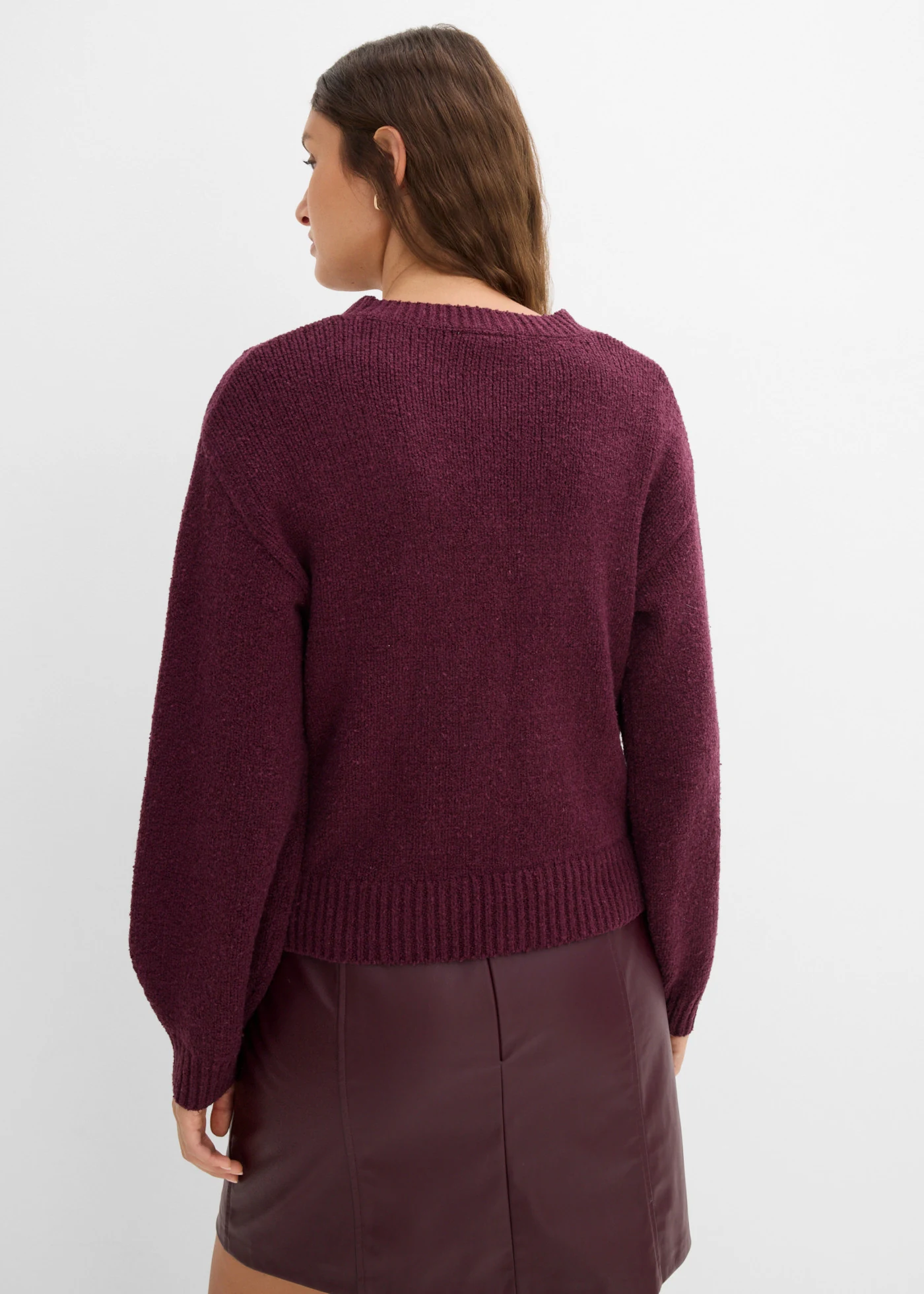 Gilet boutonné en grosse maille • bordeaux • Boutique bonprix