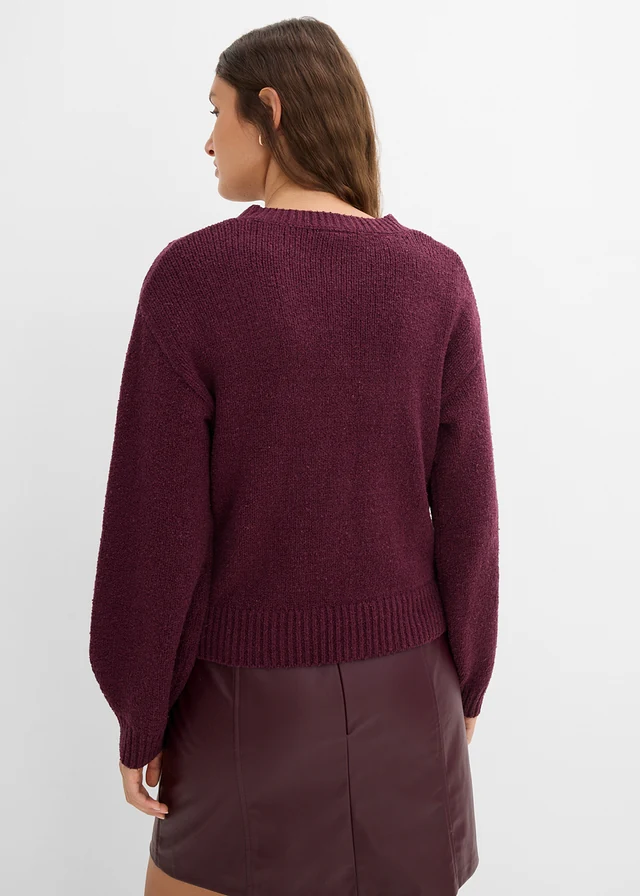 Gilet boutonné en grosse maille • bordeaux • Boutique bonprix