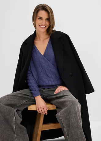 Sweter ażurowy w optyce kopertowego • indygo • sklep bonprix