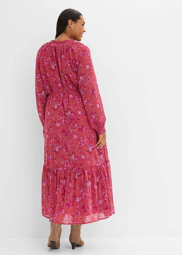 Robe en mousseline, Couleur: cerise mat floral