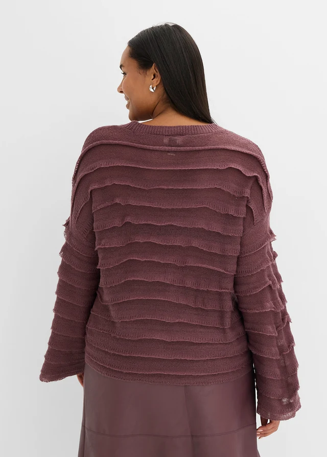 Oversized trui, semi-transparant, Kleur: cacaobruin